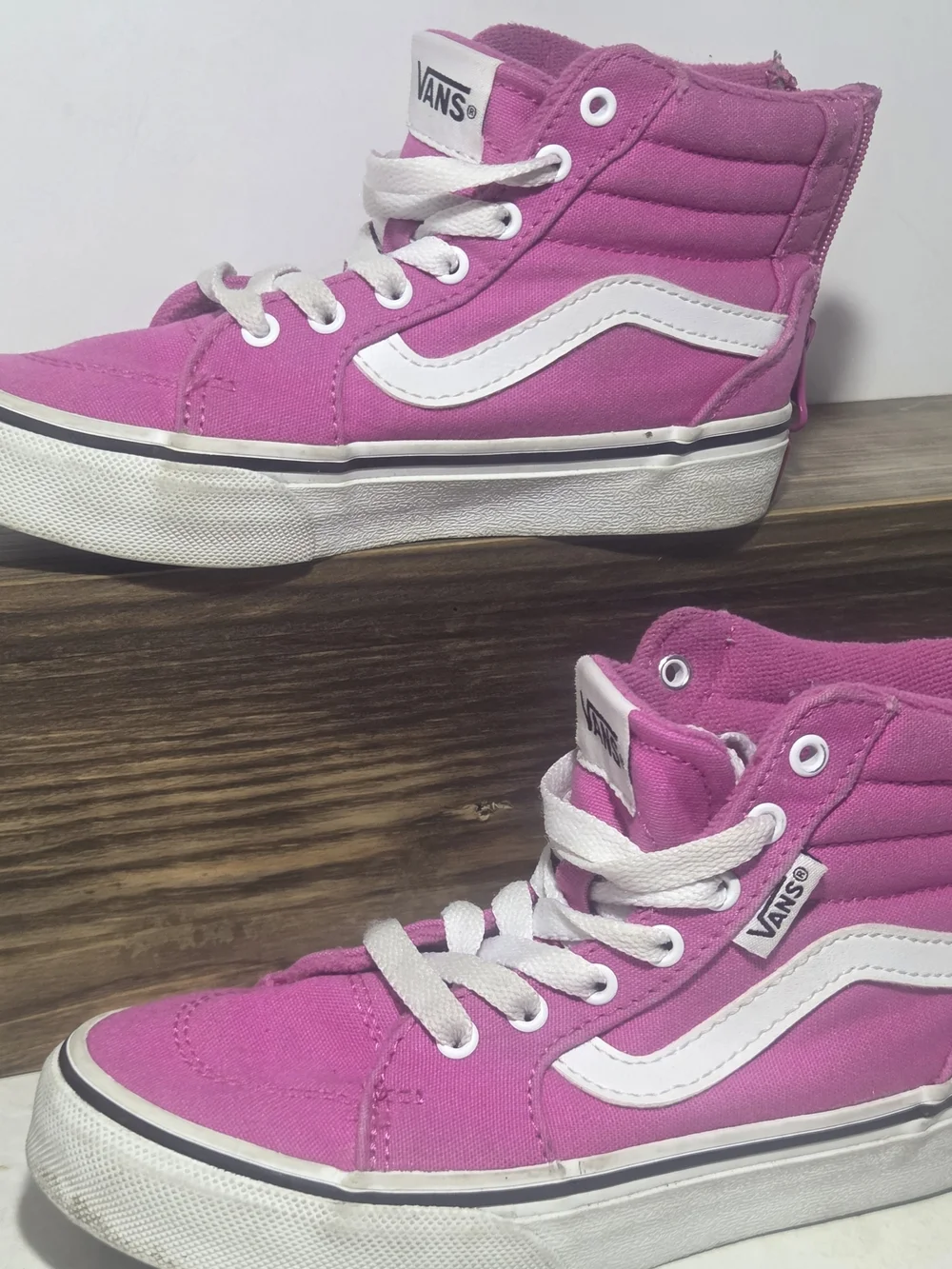 Vans Sk8-Hi Zip Shoes Pink Canvas High-Top Sneakers Kids Size US 12.0